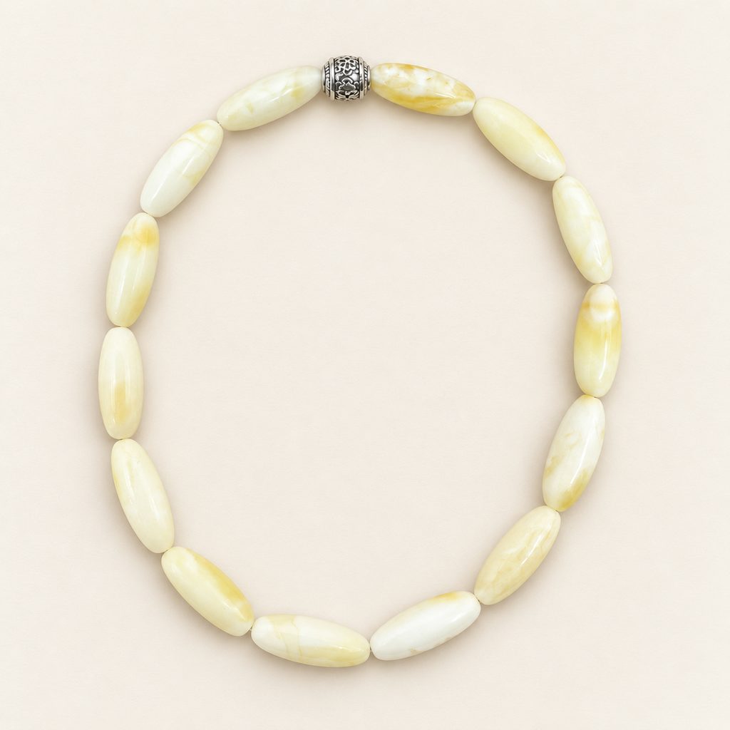 Kahrab Ivory Filigree Bead Bracelet