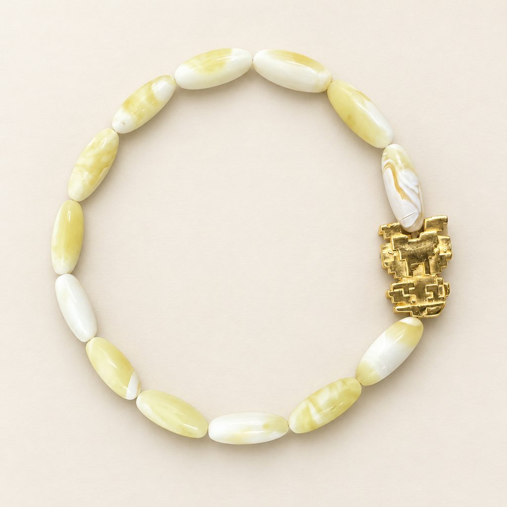 Kahrab Ivory Mosaic Bead Bracelet