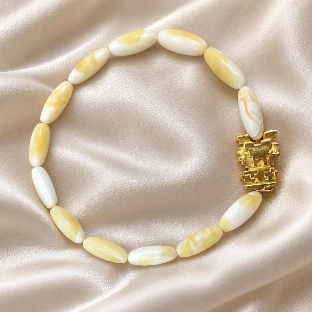 Kahrab Ivory Mosaic Bead Bracelet