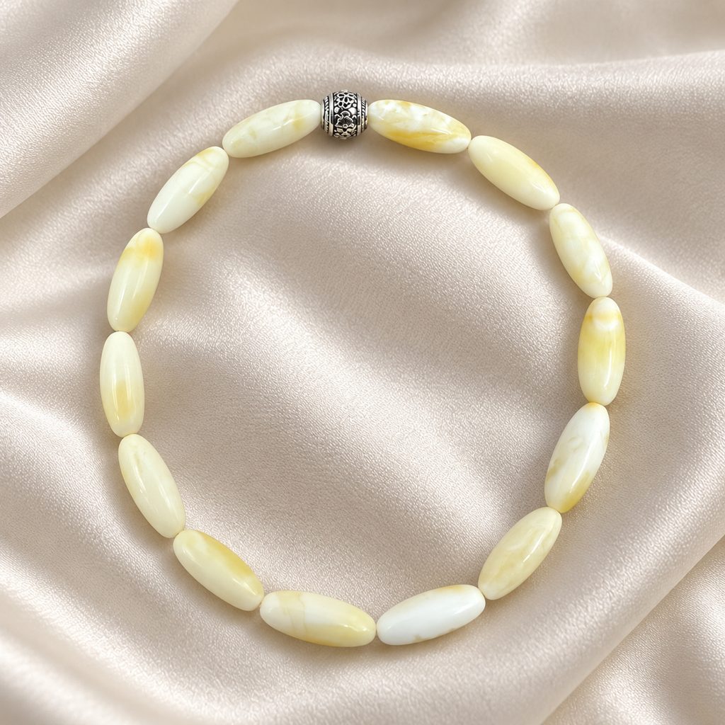 Kahrab Ivory Filigree Bead Bracelet