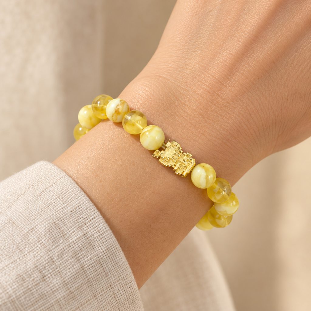 Kahrab Honey Mosaic Bead Bracelet
