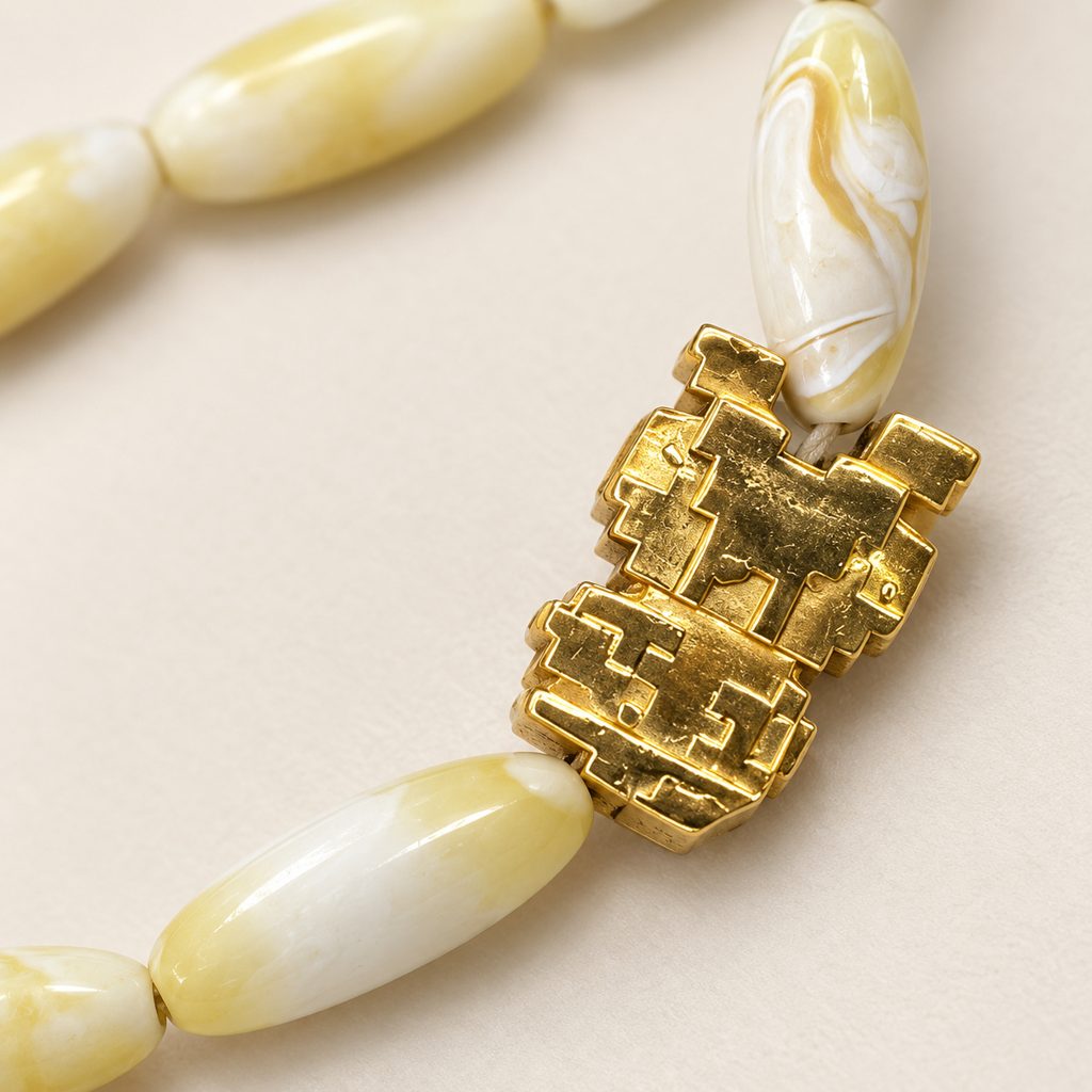 Kahrab Ivory Mosaic Bead Bracelet