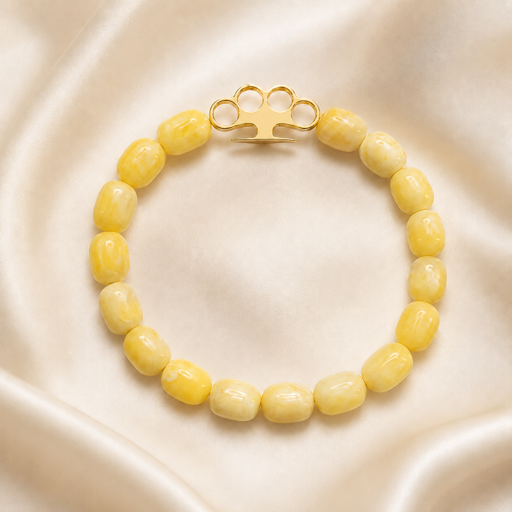Kahrab Bead Bracelet with Gold-Plated Clasp