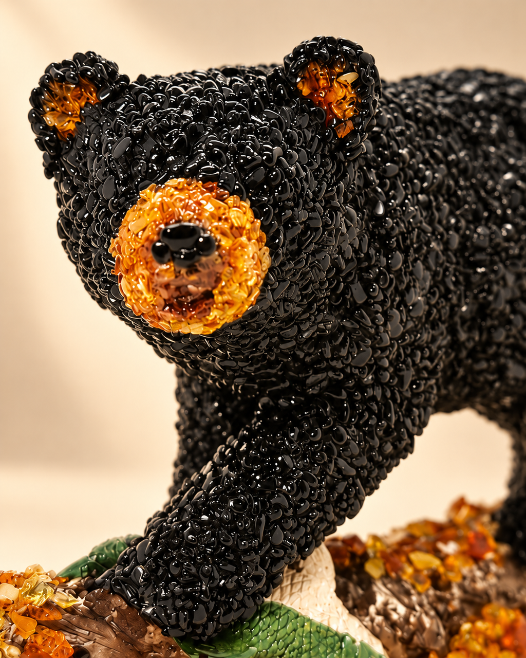 Close-up of Black Bear Figurine