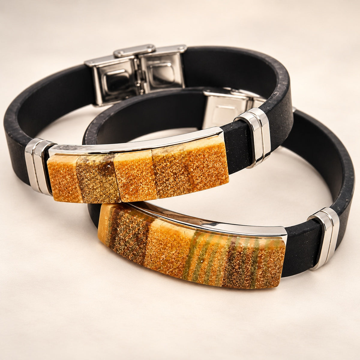 Golden Panel Black-Band Bracelet Designs | Kahrab — detail