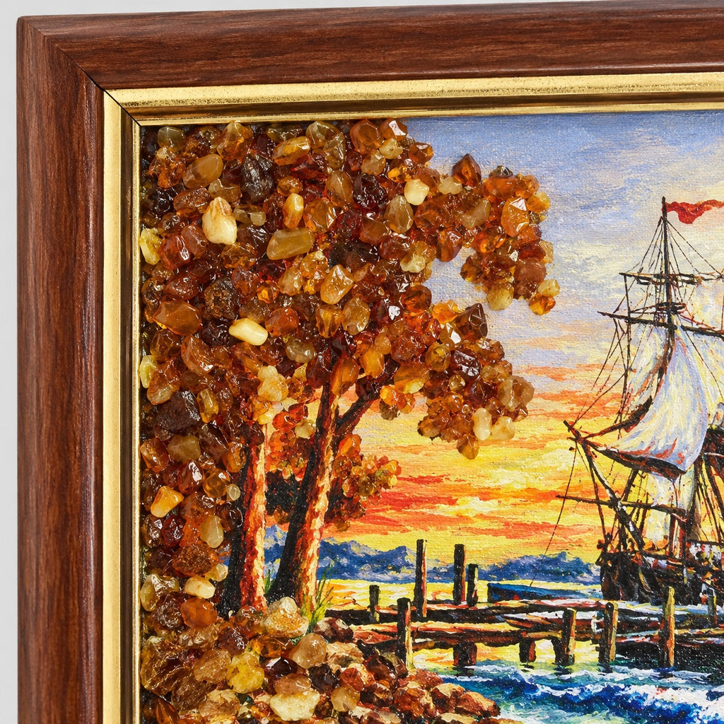 Autumn Harbour Framed Art | Kahrab — close-up