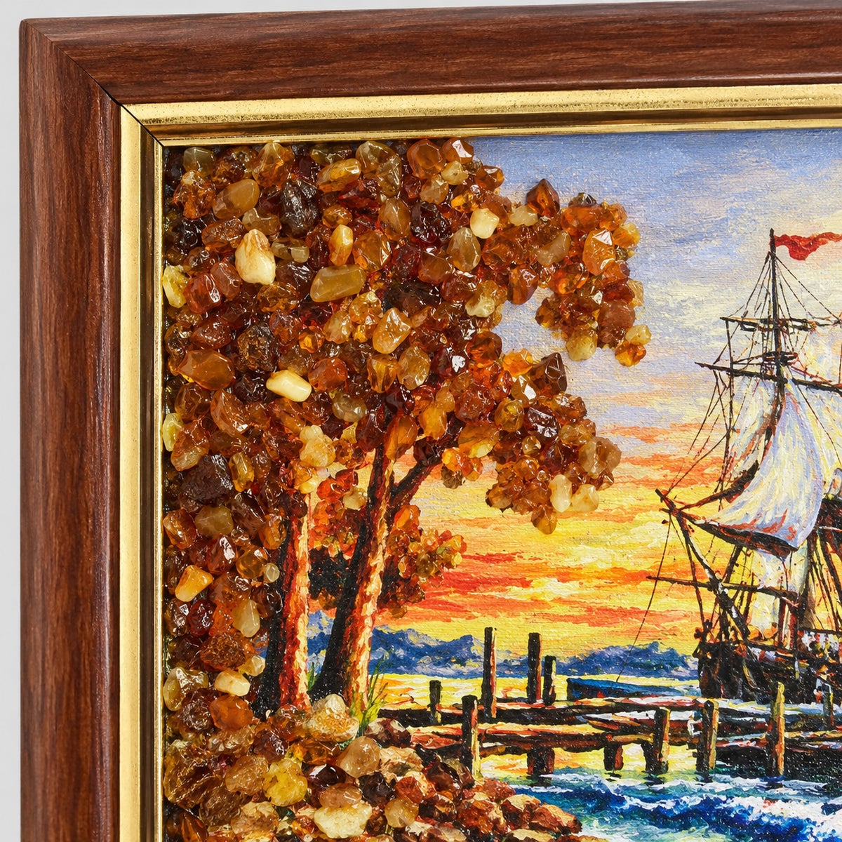 Autumn Harbour Framed Art | Kahrab — close-up