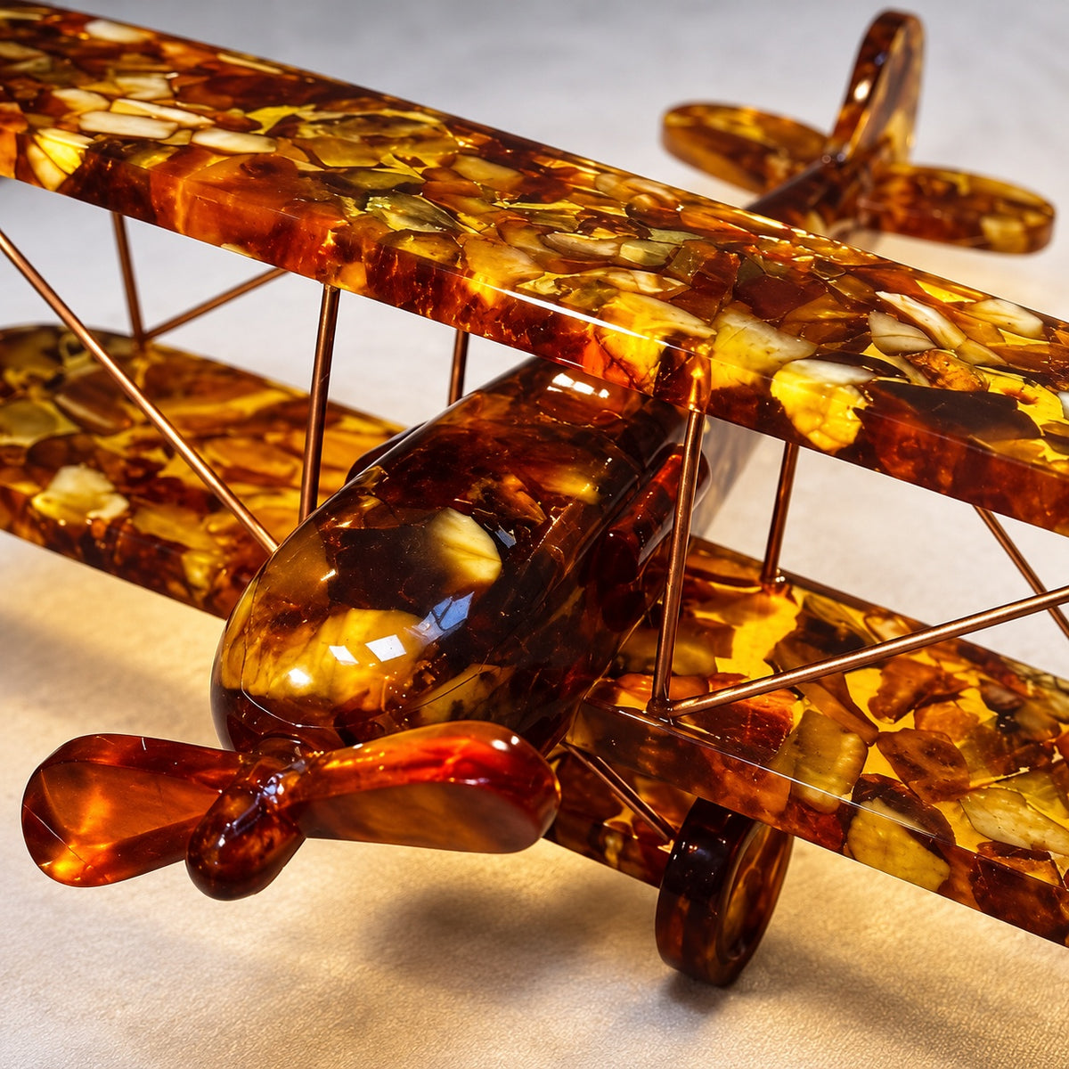 Honey Mosaic Biplane Sculpture | Kahrab — close-up