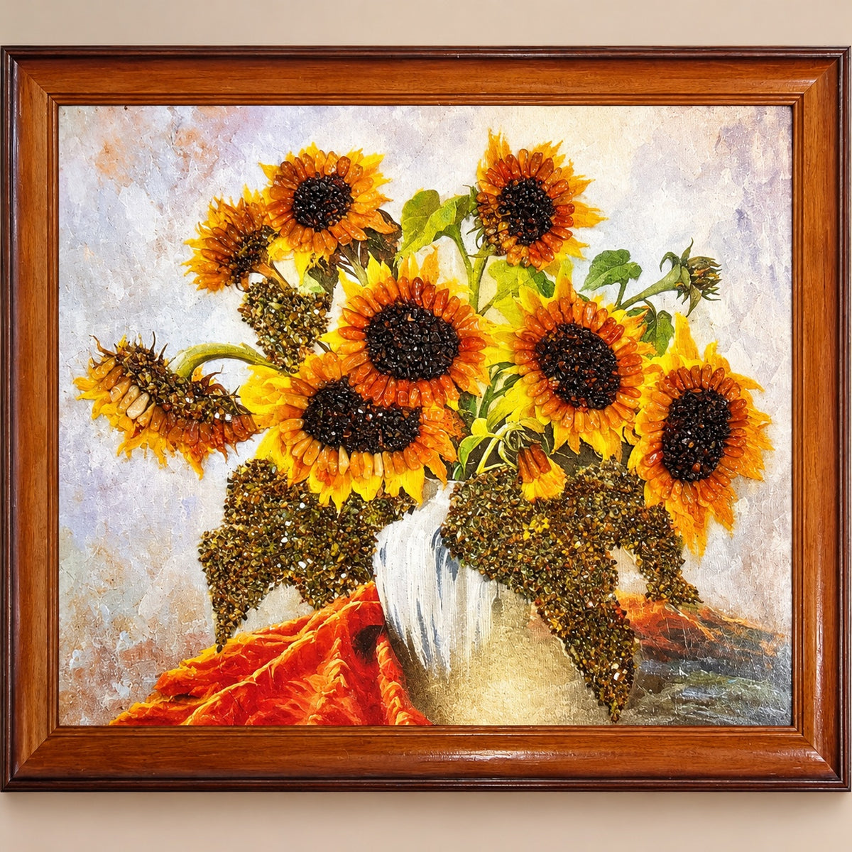Golden Sunflowers Framed Art | Kahrab — close-up