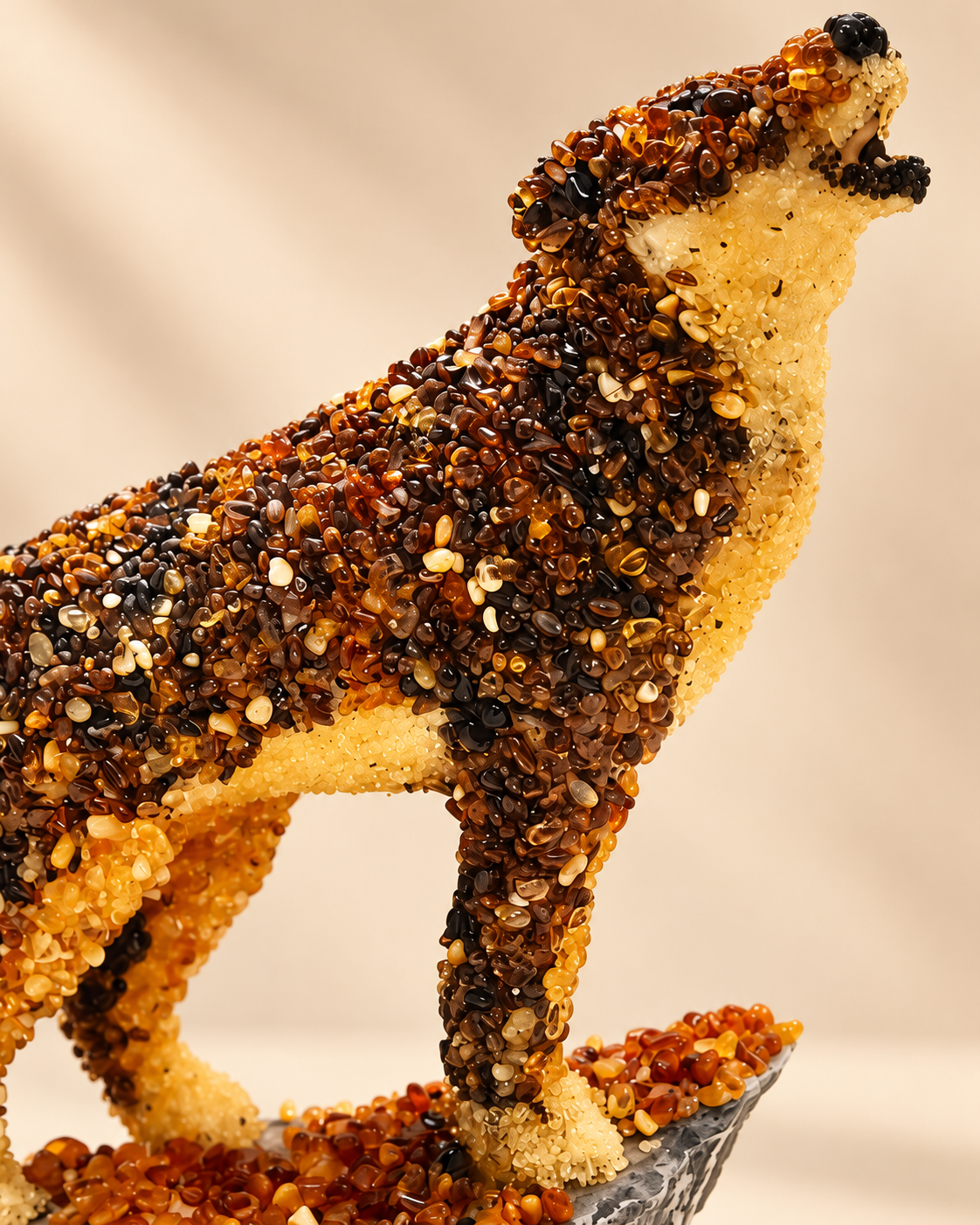 Close-up of Howling Wolf Figurine