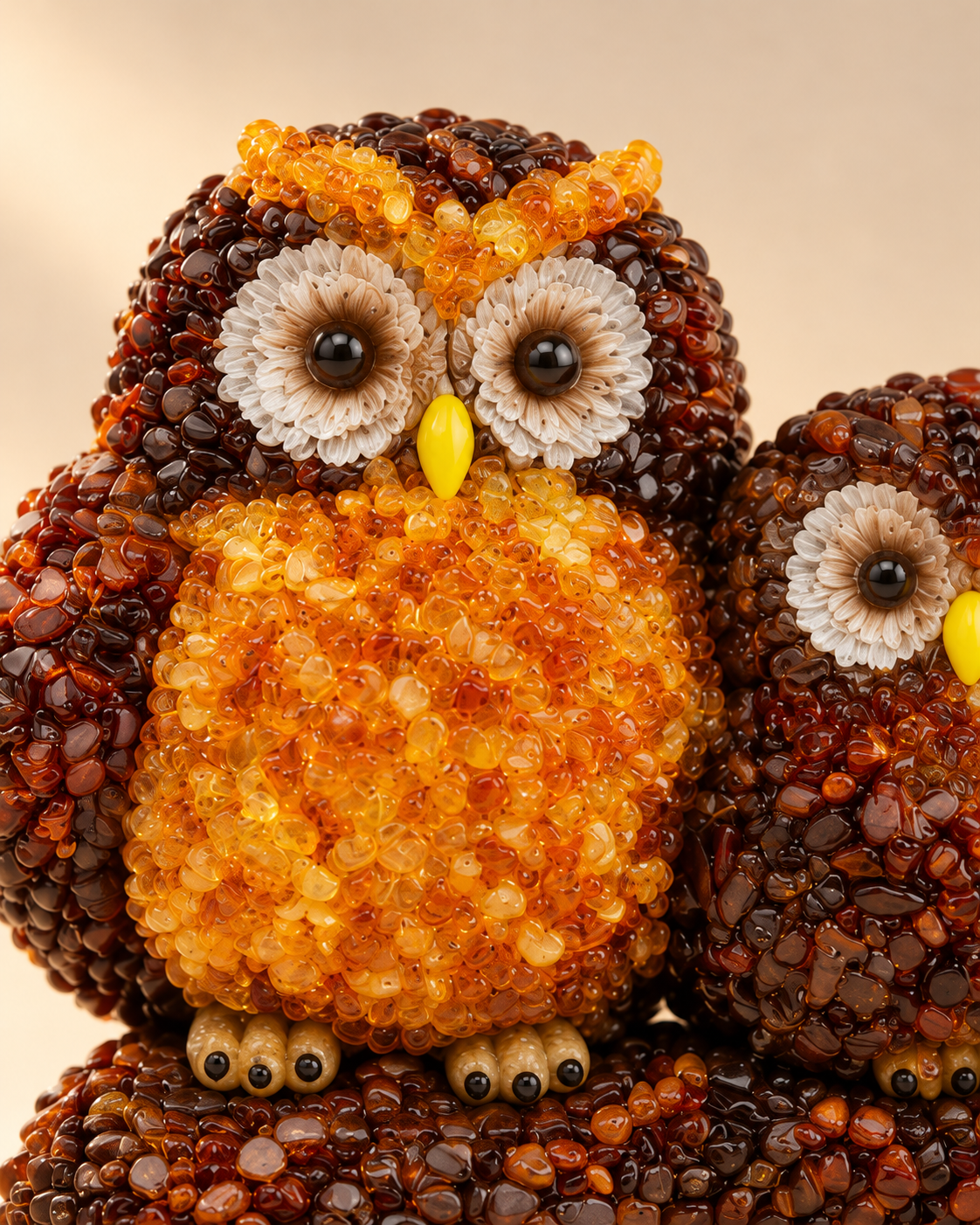 Close-up of Owl Family Display